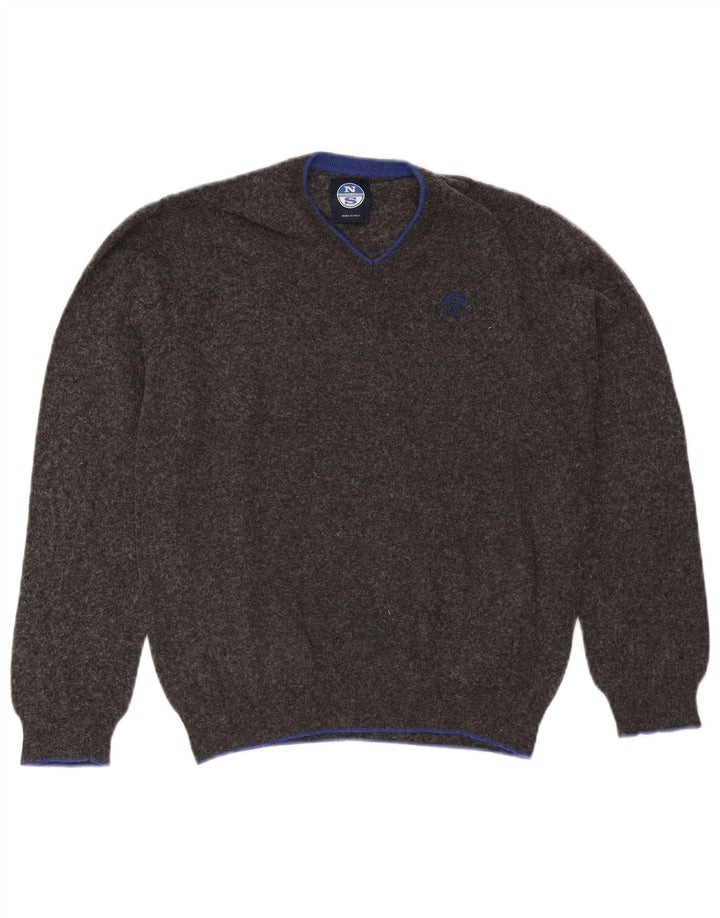 Suéter masculino North Sails com decote em V cinza médio poliamida