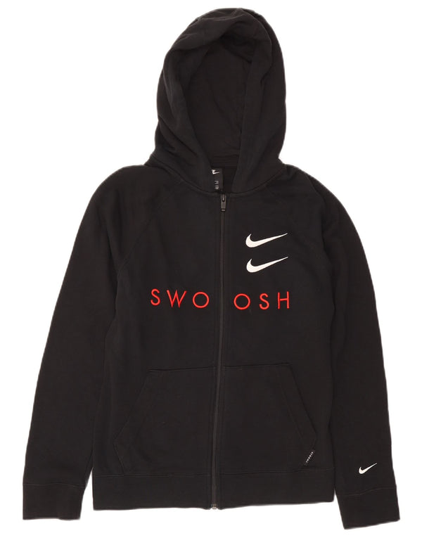 Suéter Nike Boys Swoosh Graphic Zip com capuz 13-14 anos XL algodão preto