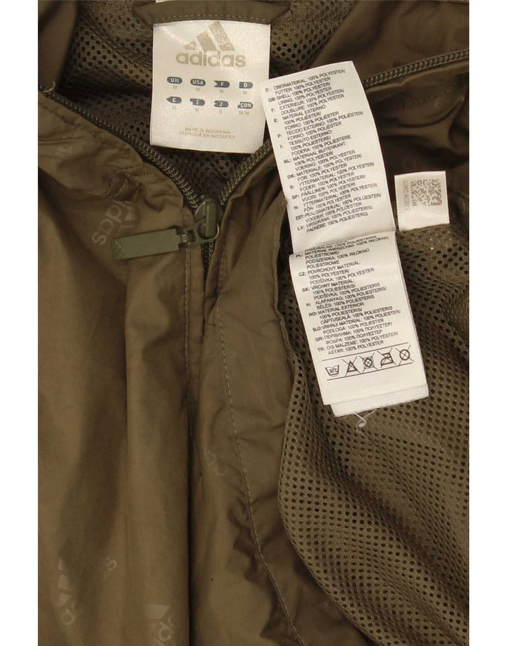 Adidas Mens Hooded Graphic Anorak Jacket UK 38 Medium Khaki Spotted