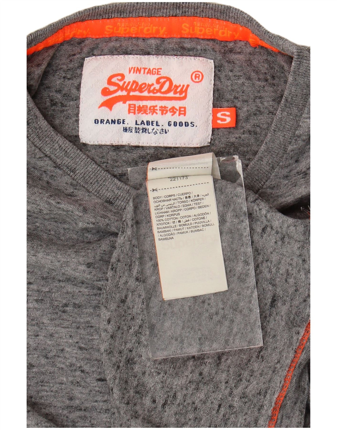 Camiseta masculina Superdry Top pequeno algodão manchado cinza