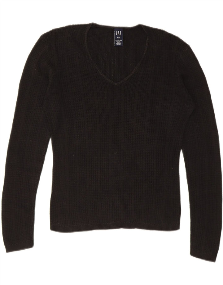 GAP Womens V-Neck Jumper Sweater UK 14 Medium Black Cotton Vintage Gap and Second-Hand Gap from Messina Hembry 