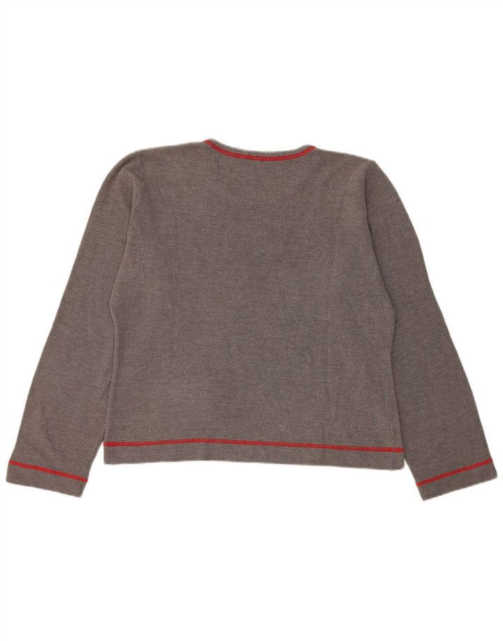 Fila Womens Crop Graphic Top Manga Longa Reino Unido 16 Grande Cinza