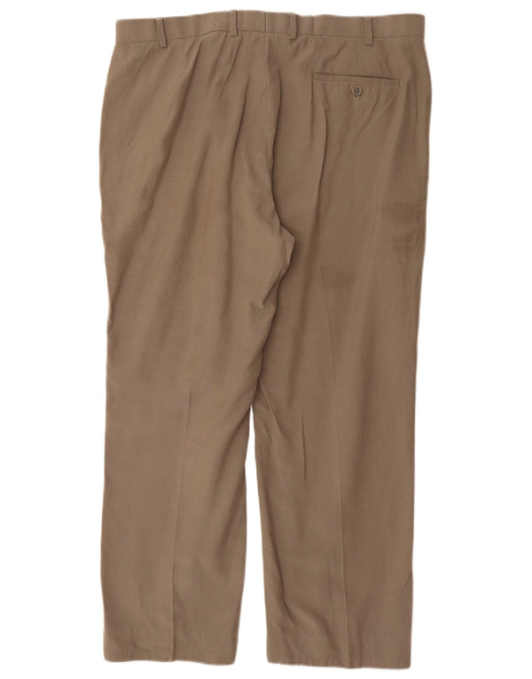 Calça masculina de terno reto Marks & Spencer W38 L29 cáqui Lyocell