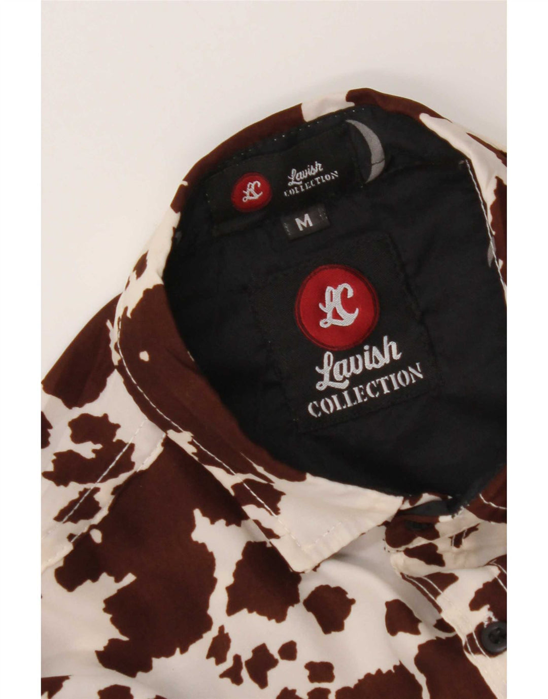 Vintage masculino abstrato padrão camisa marrom médio estampa animal