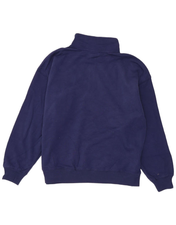 Suéter feminino Champion com gola alta e zíper UK 14 médio azul marinho