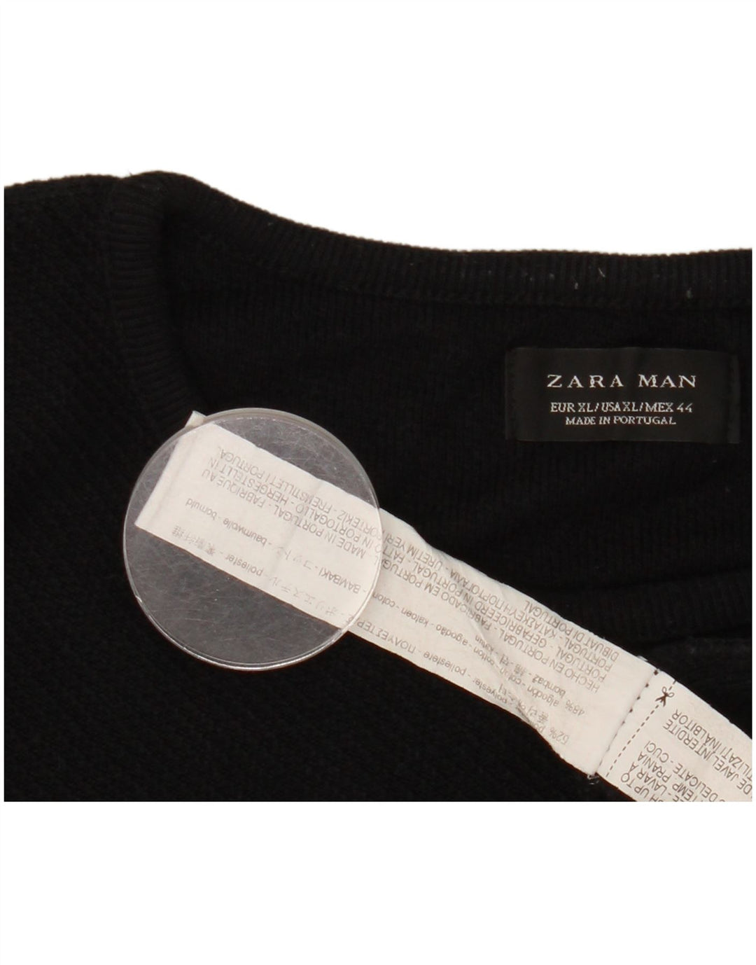 Zara Suéter masculino com gola redonda XL preto poliéster