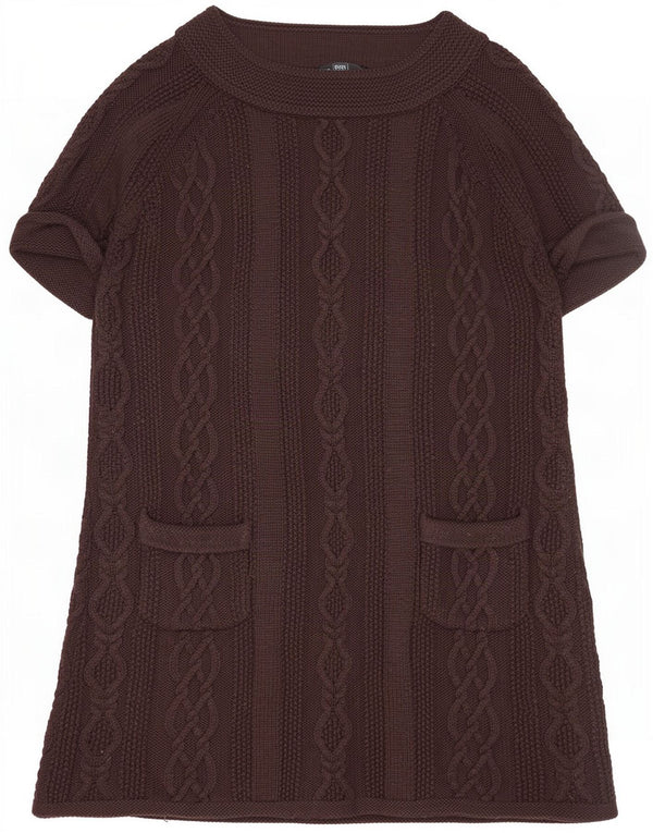Marks & Spencer Womens Short Sleeves Jumper Dress UK 12 Medium Brown