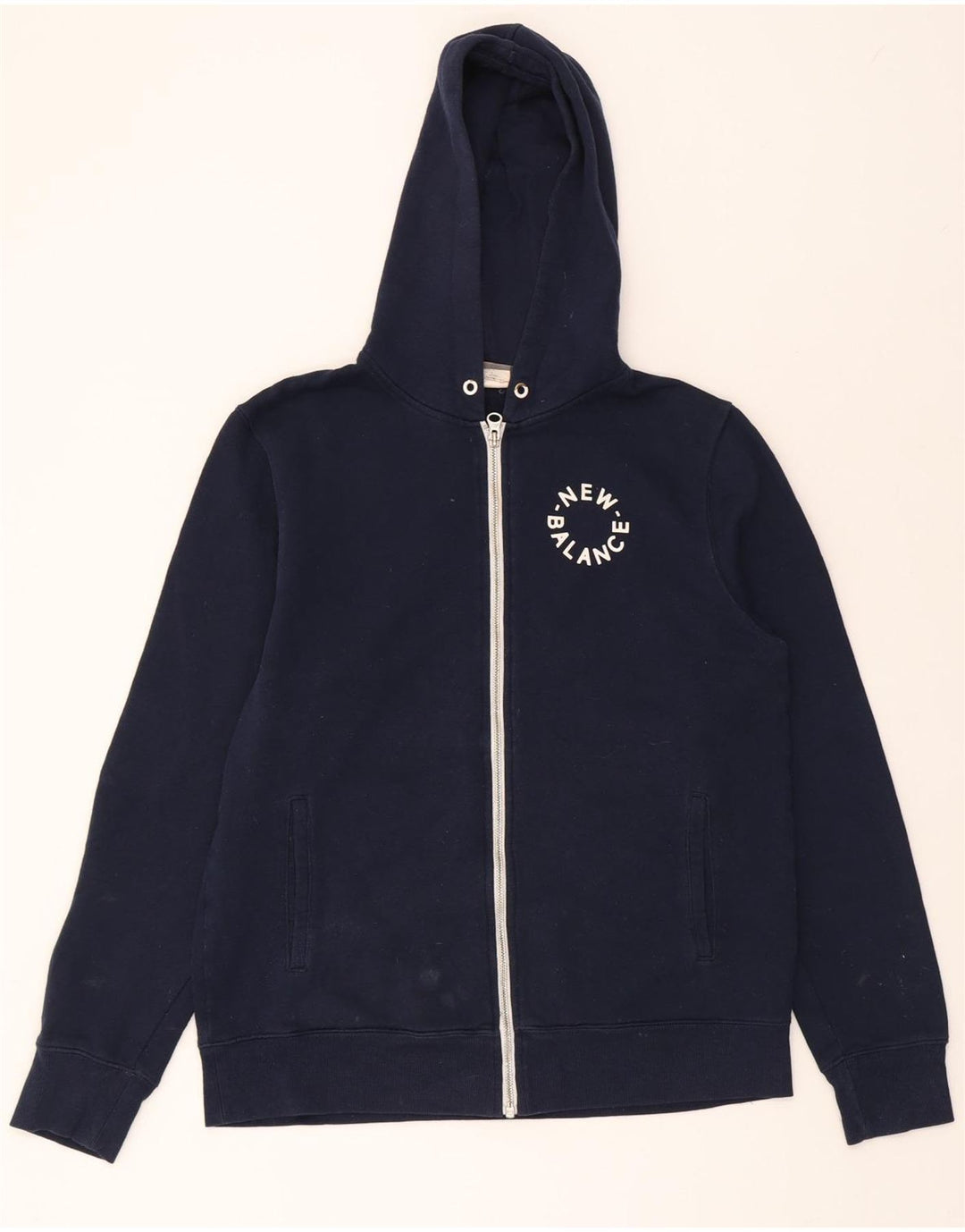 NEW BALANCE Mens Zip Hoodie Sweater Large Navy Blue Cotton Vintage New Balance and Second-Hand New Balance from Messina Hembry 