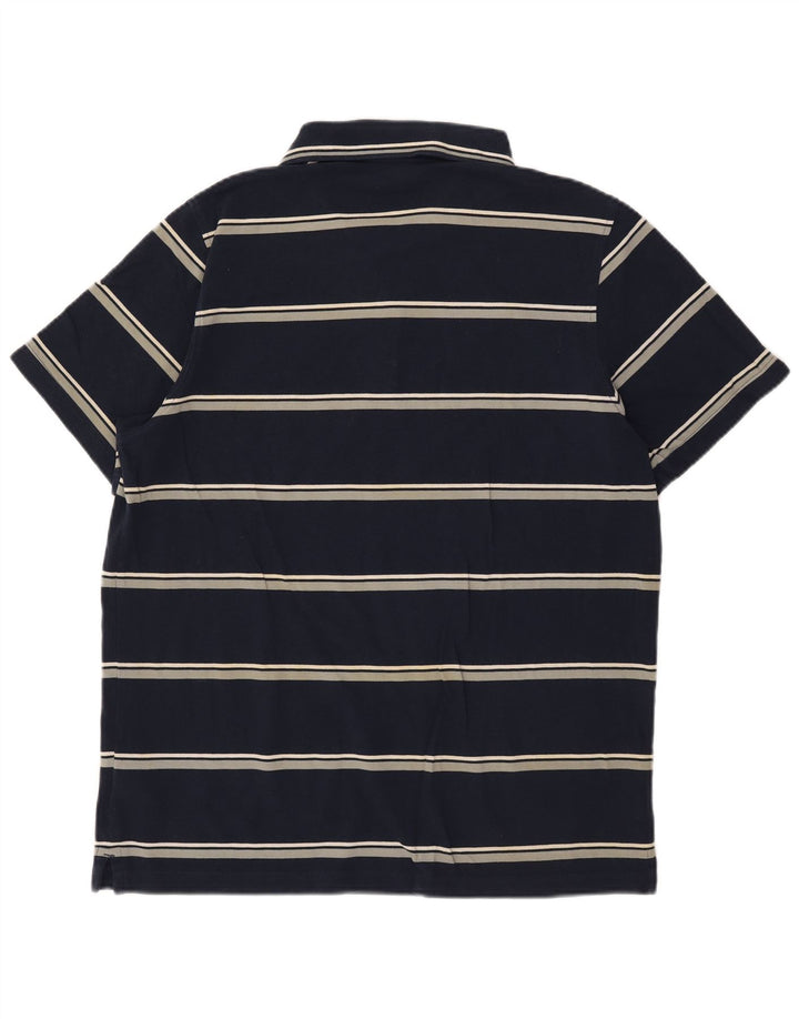 Camisa polo masculina Reebok grande algodão listrado azul marinho