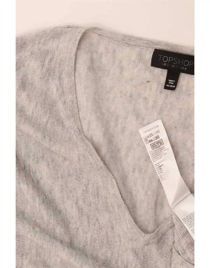 Topshop feminino oversized manga comprida UK 6 XS poliéster manchado cinza