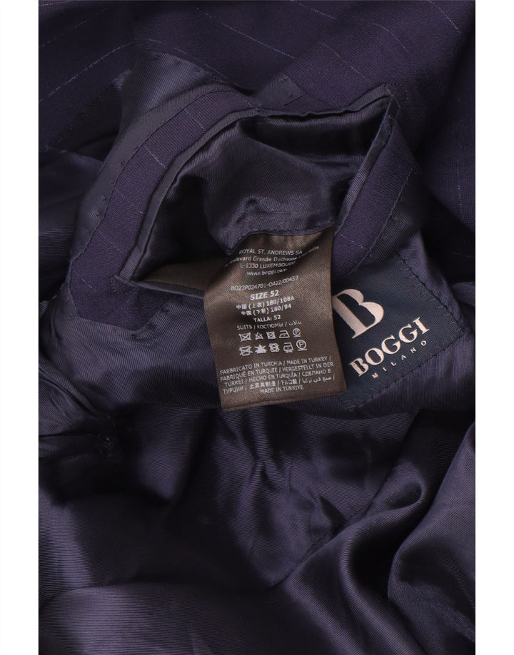 Jaqueta blazer masculina Boggi com 2 botões IT 52 XL azul marinho listrado lã