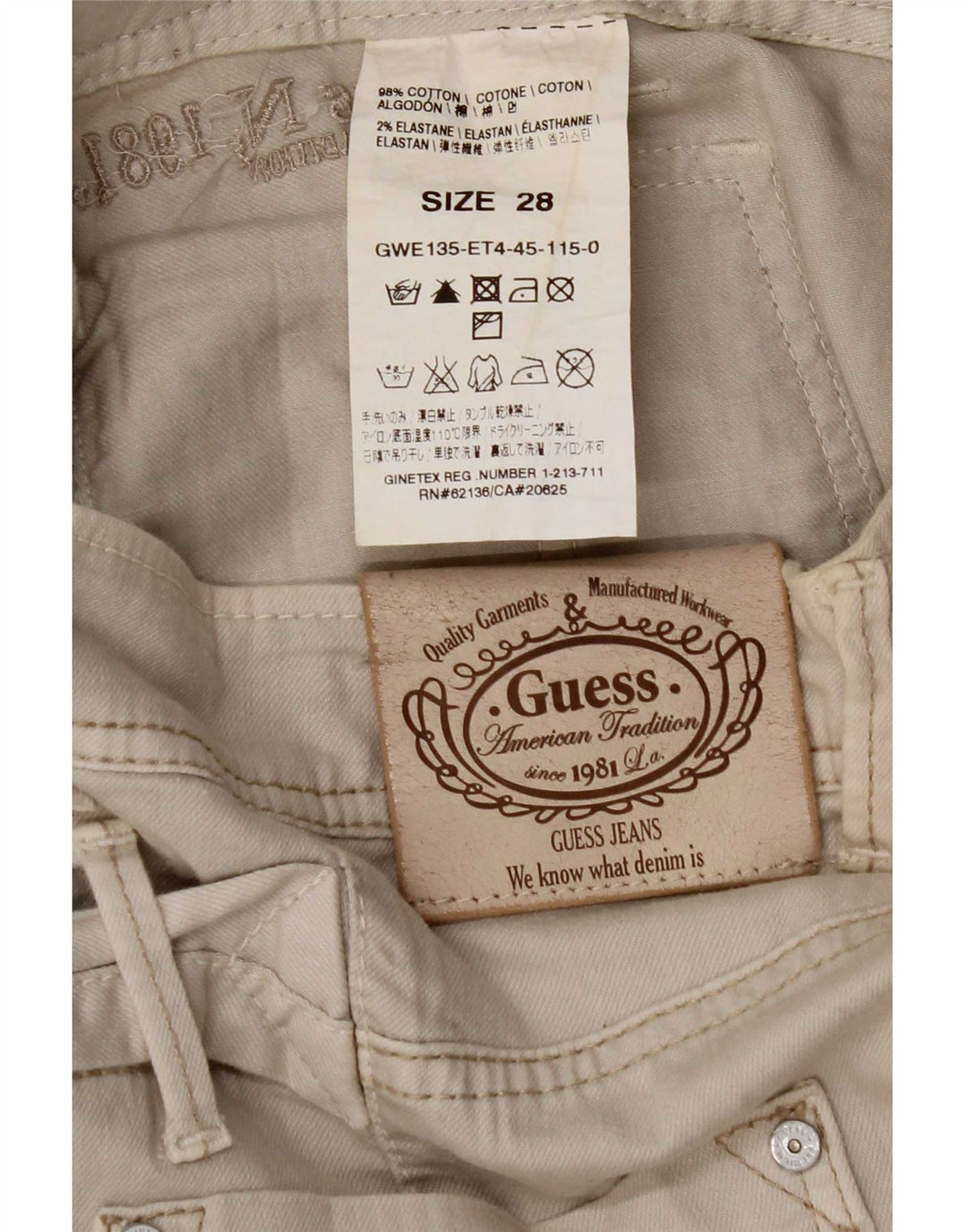 Guess Saia feminina jeans cargo W28 algodão bege médio