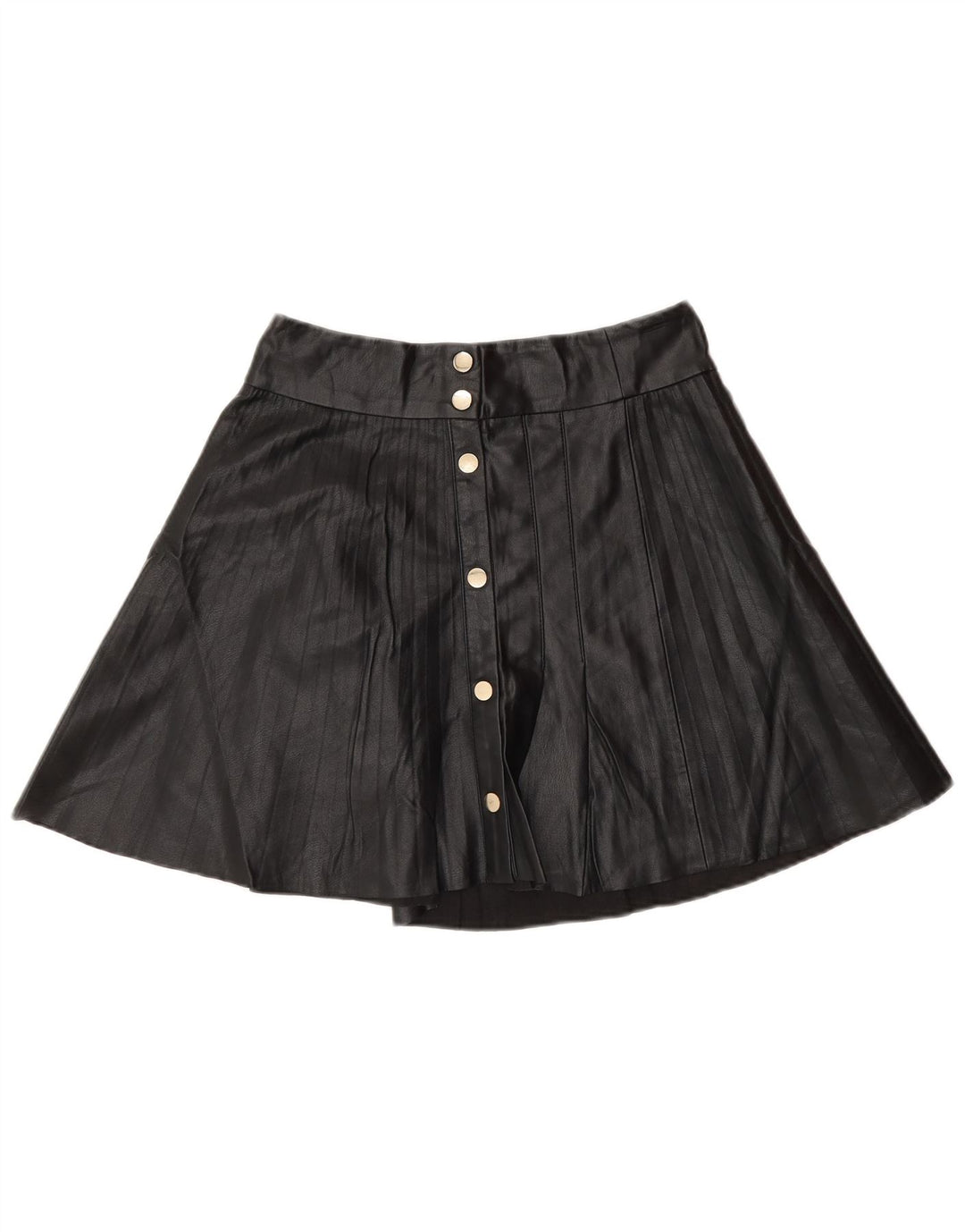 Zara mini saia feminina de couro sintético pequena W26 poliéster preto
