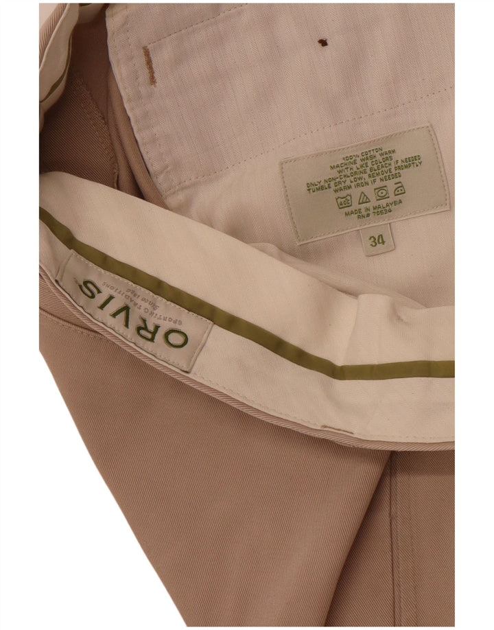 Orvis Mens Straight Chino Calças W34 L30 Algodão Bege