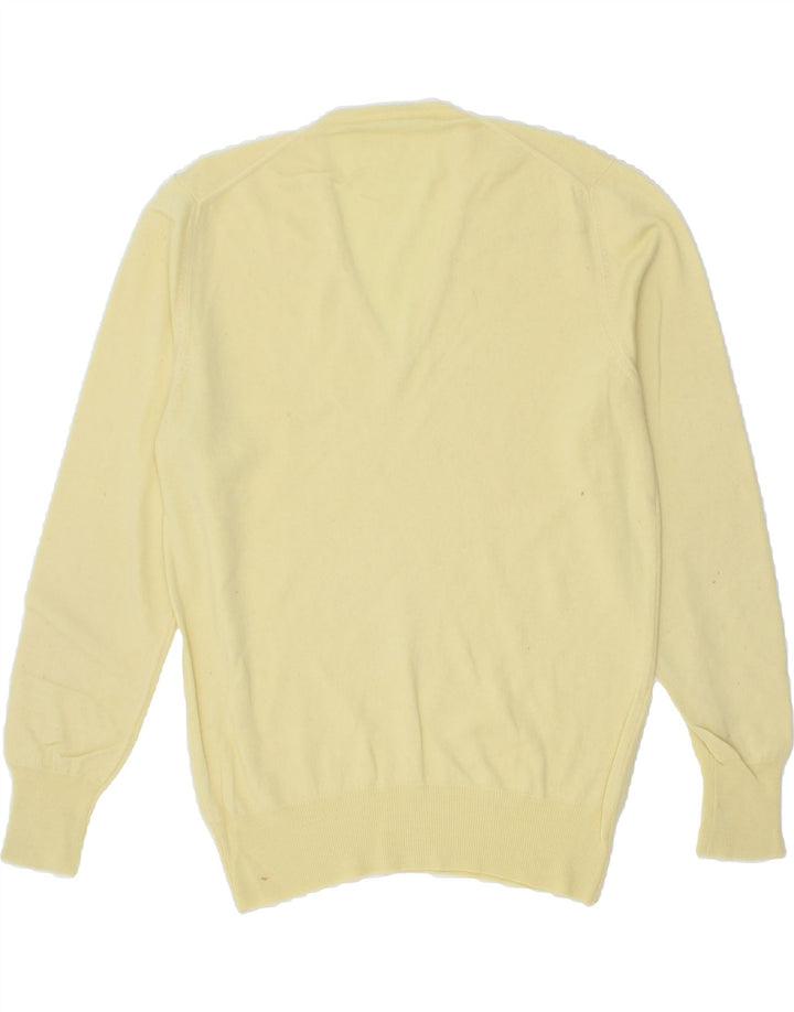 VINTAGE Mens V-Neck Jumper Sweater Medium Yellow Vintage Vintage and Second-Hand Vintage from Messina Hembry 