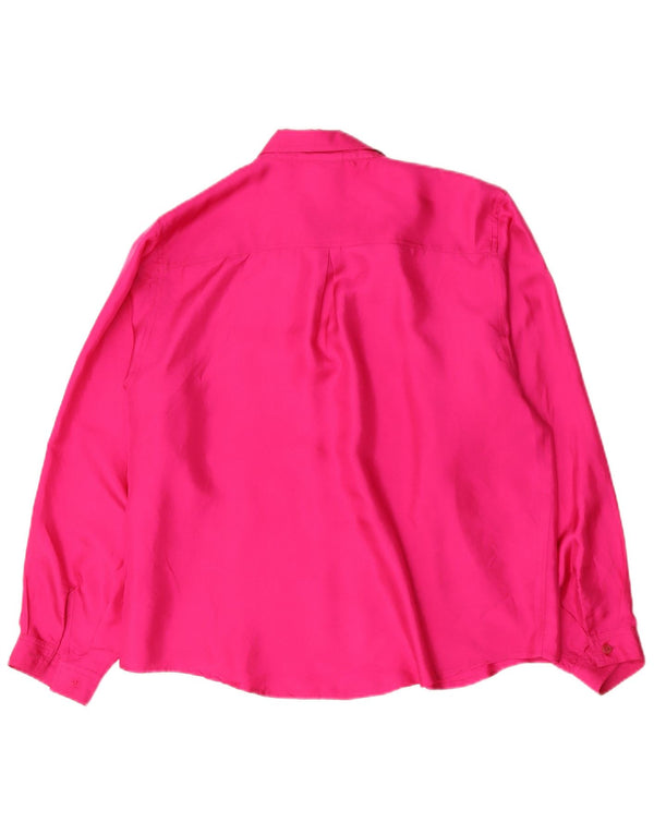 Blusa feminina vintage oversized UK 14 seda rosa média