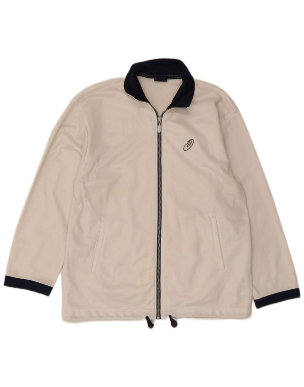 Asics Mens Tracksuit Top Jacket Pequeno Branco Colorblock Poliéster Esportes