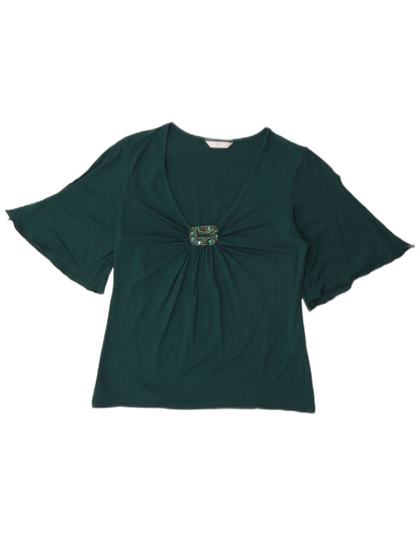 Blusa feminina Marks & Spencer UK 14 viscose verde médio