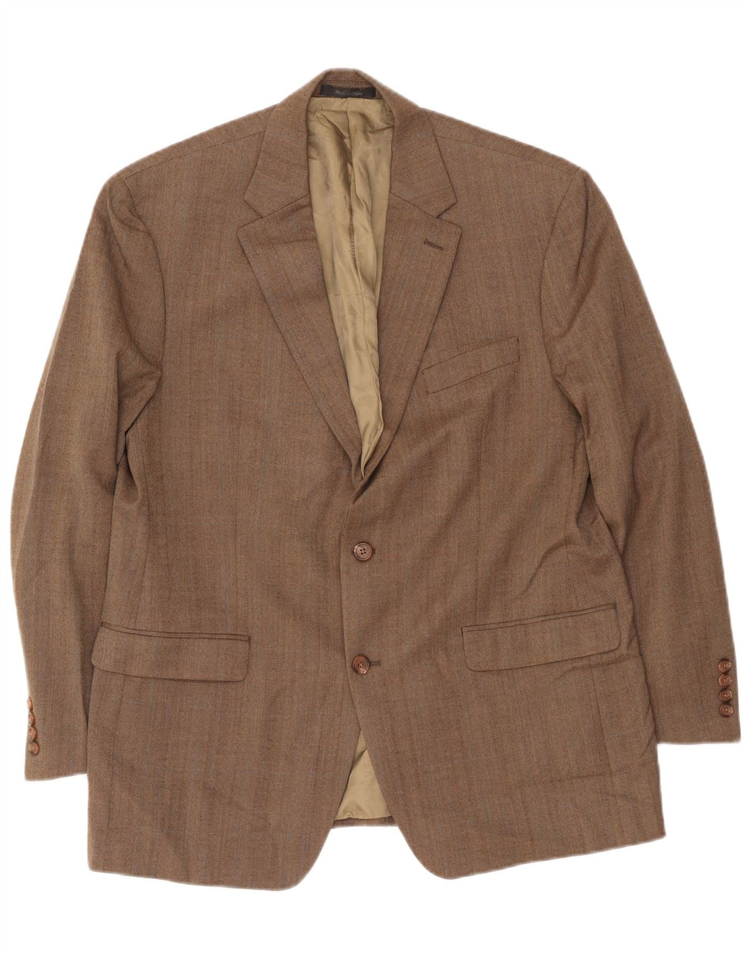 Jaqueta Blazer Masculina Ralph Lauren com 2 Botões Reino Unido 43 Lã Espinha de Peixe Bege Grande