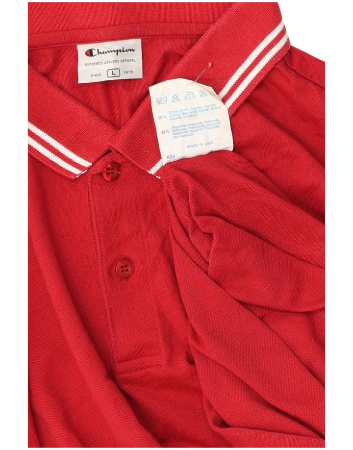 Camisa polo masculina CHAMPION grande algodão listrado vermelho