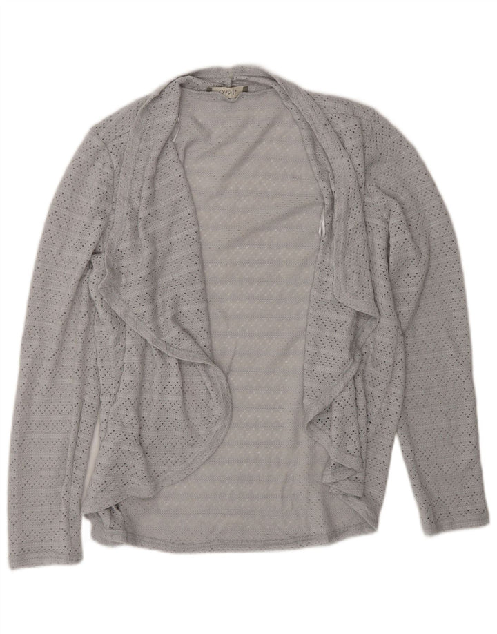 Top de cardigã aberto feminino Oasis UK 12 poliéster cinza médio