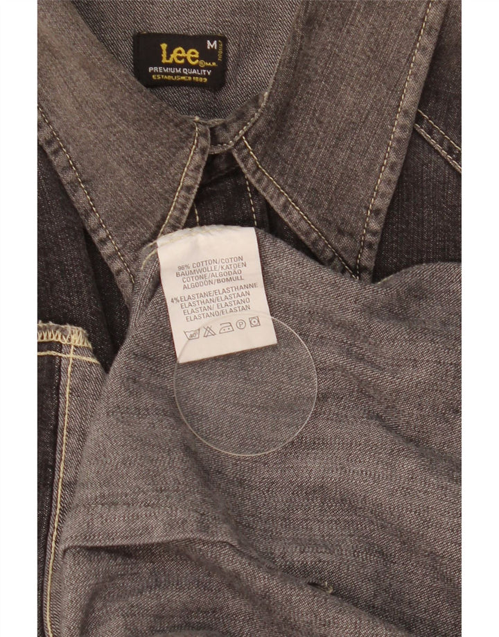 Camisa jeans masculina Lee algodão cinza médio
