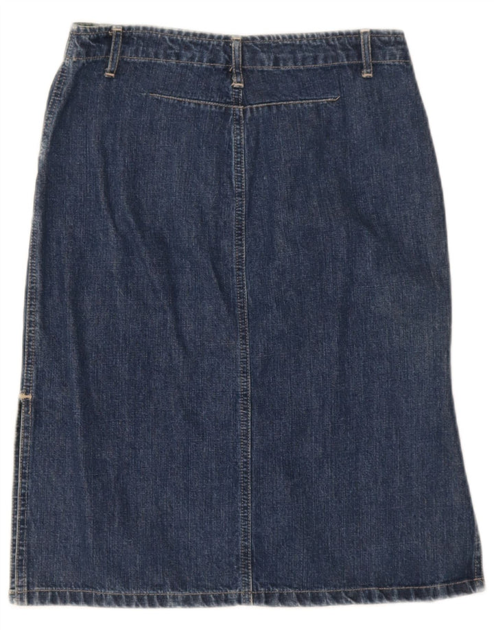 Saia jeans feminina Carrera W28 algodão azul marinho médio