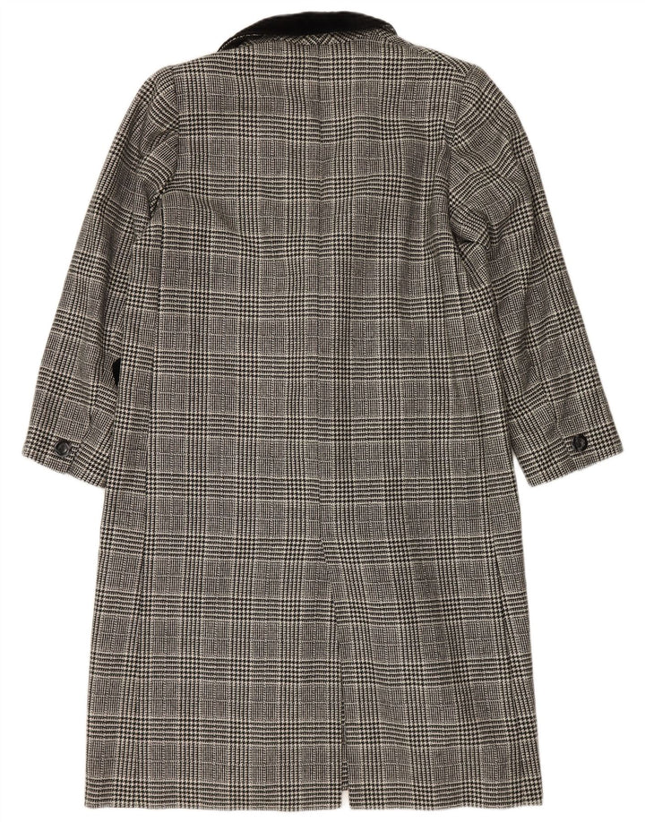 Sobretudo feminino VINTAGE UK 14 grande cinza houndstooth