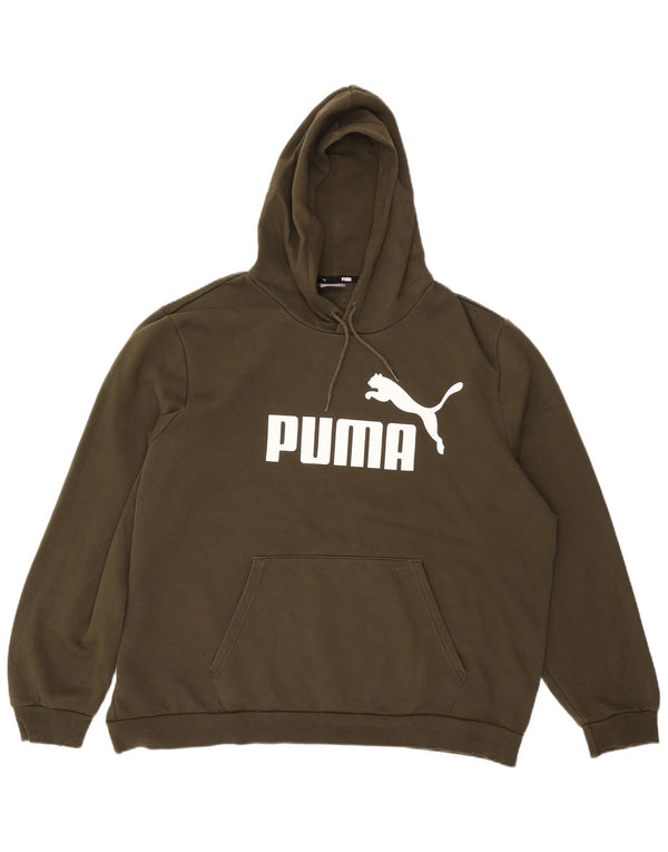 PUMA masculino gráfico moletom com capuz 2XL algodão cáqui
