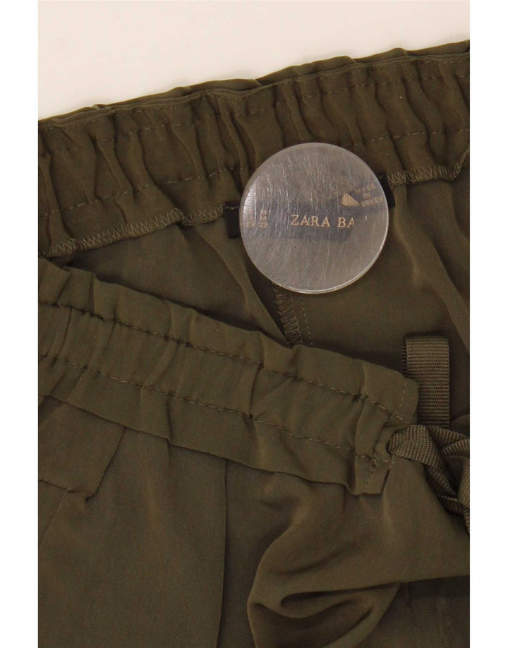 Zara Calça feminina casual cônica média W28 L27 poliéster cáqui