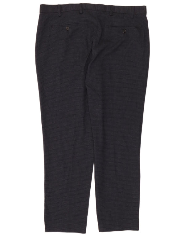 Calça casual reta masculina Marks & Spencer W38 L29 poliéster azul marinho