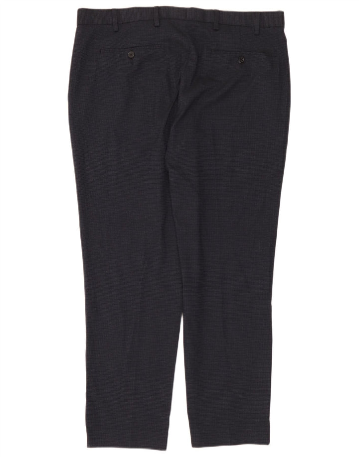 Calça casual reta masculina Marks & Spencer W38 L29 poliéster azul marinho