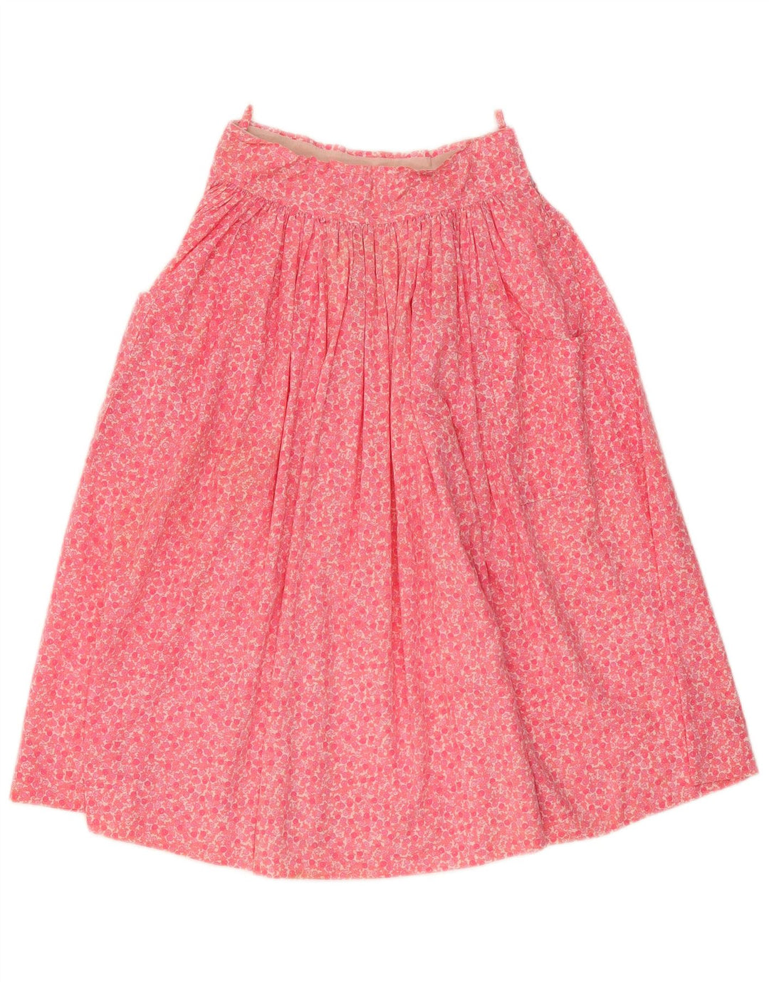 Saia larga feminina vintage W28 médio rosa floral