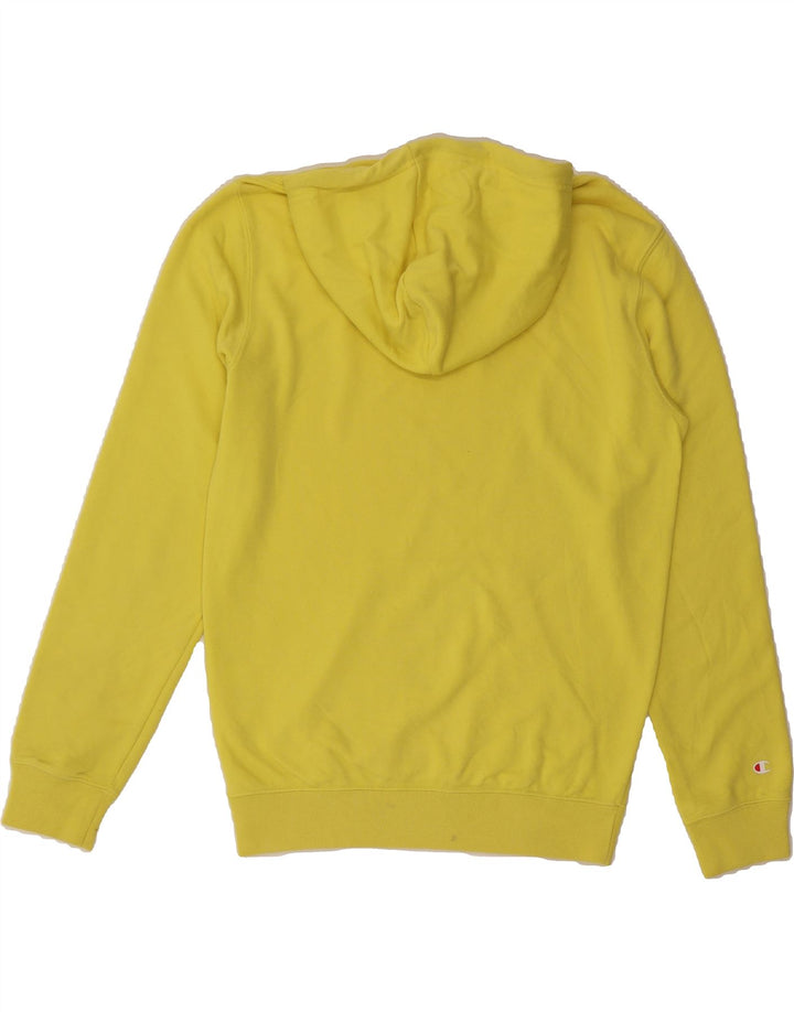 CHAMPION Mens Graphic Hoodie Jumper Small Yellow Cotton Vintage Champion and Second-Hand Champion from Messina Hembry 