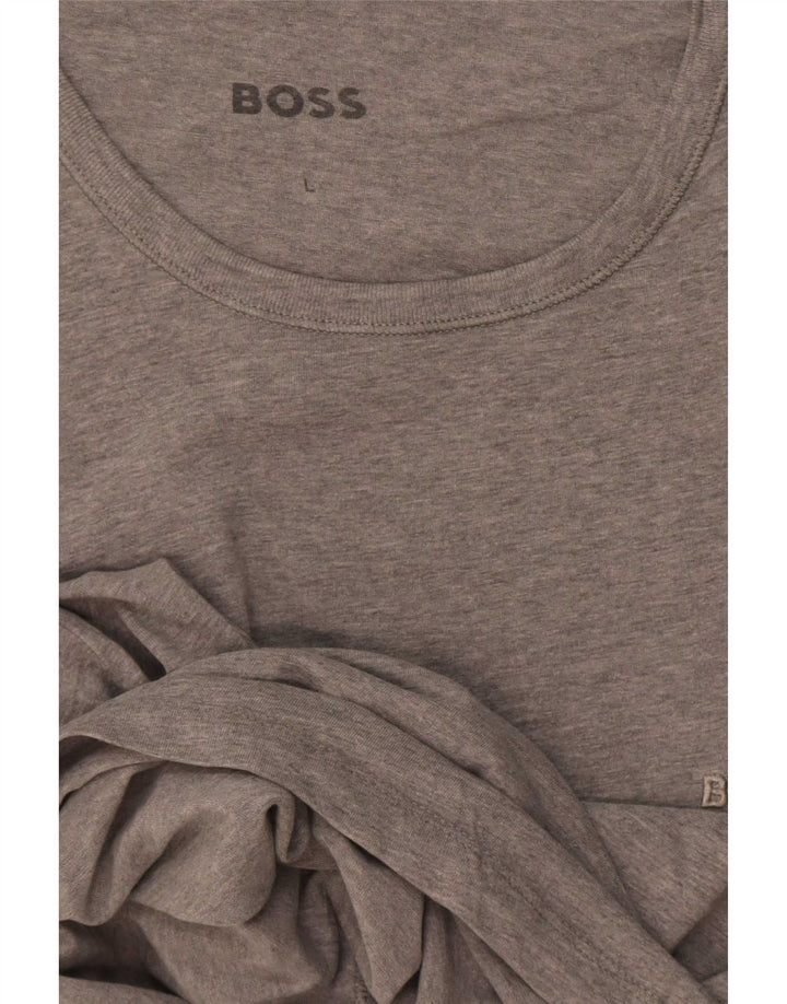 Camiseta masculina Hugo Boss grande cinza manchada