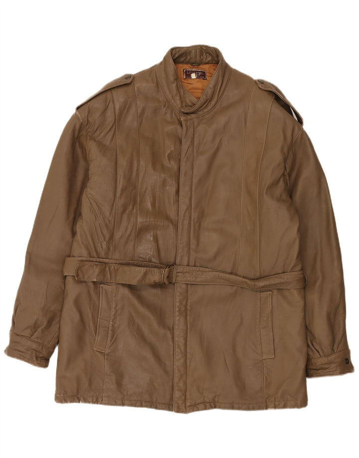 Jaqueta de couro militar masculina LIVERPOOL IT 54 2XL couro marrom