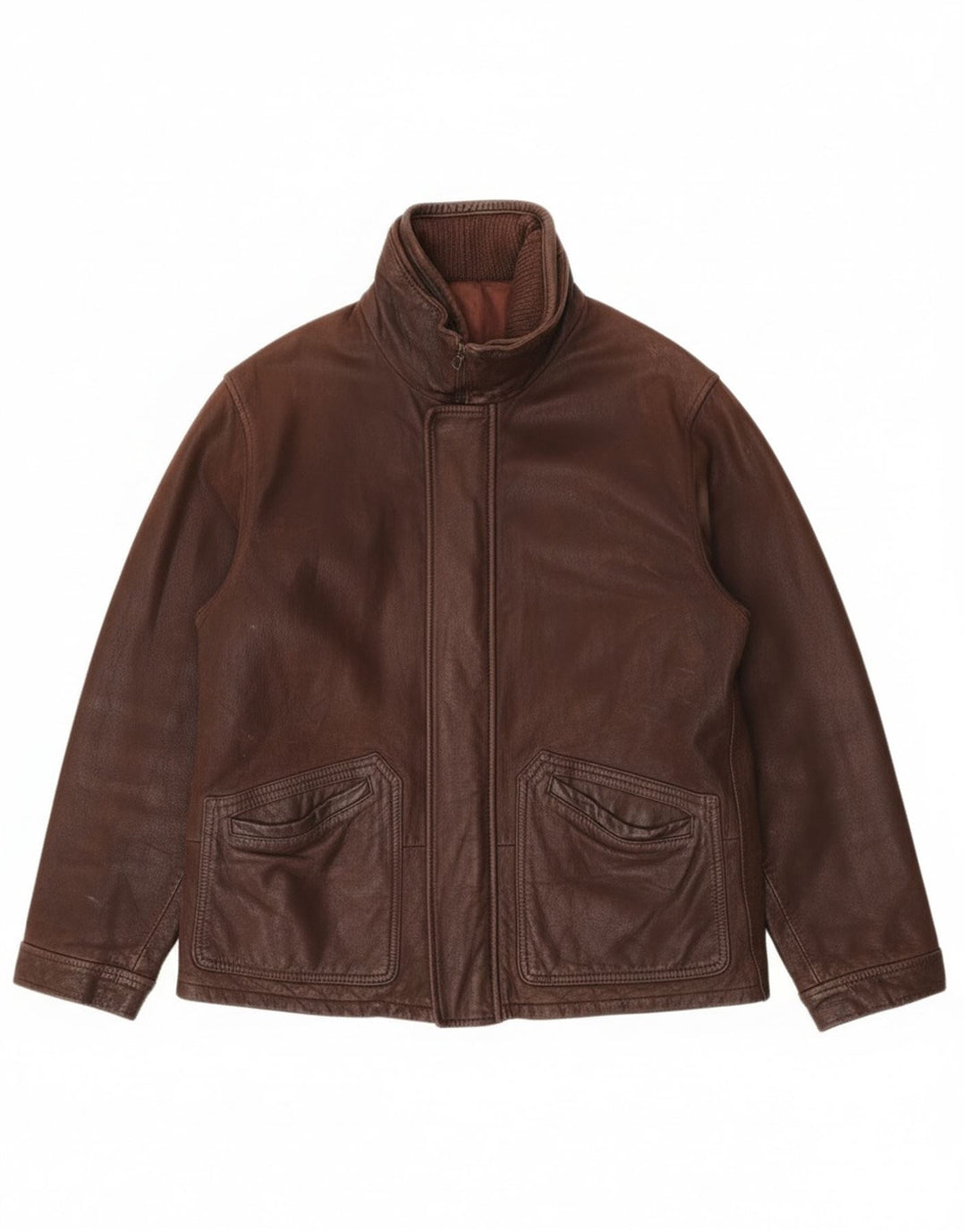 Jaqueta de couro masculina vintage IT 50 grande couro marrom