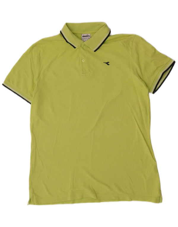 Camisa polo masculina Diadora XL algodão listrado verde