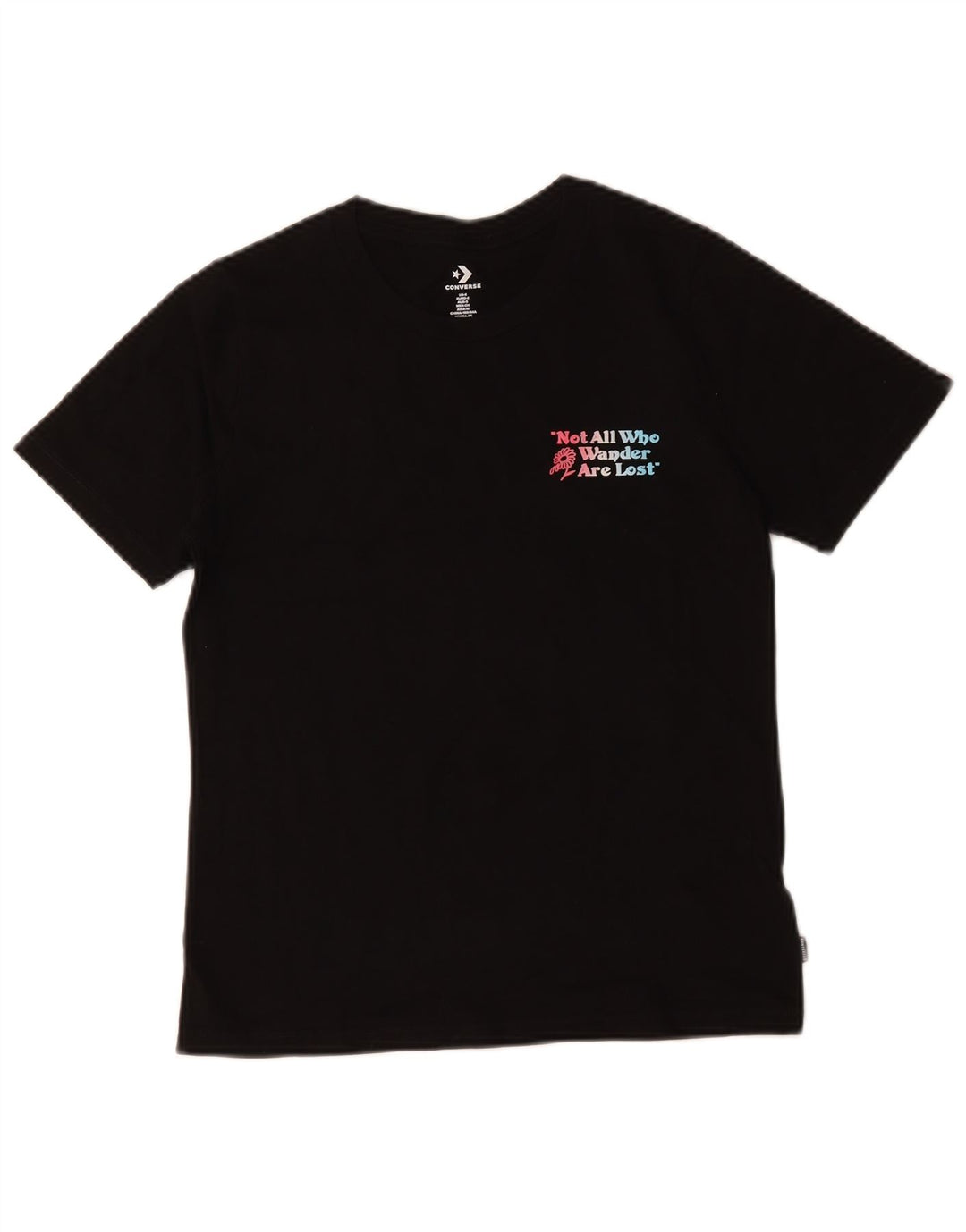 Camiseta feminina Converse com estampa gráfica UK 10 pequena algodão preto