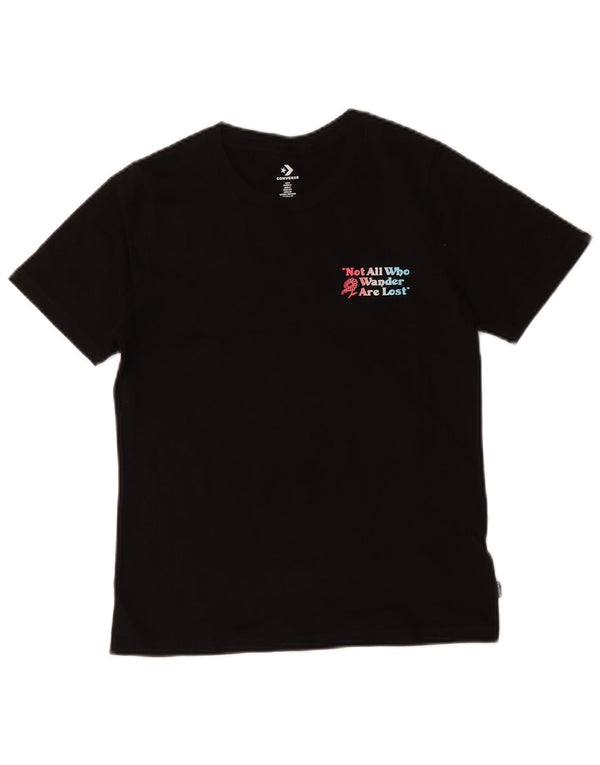 Camiseta feminina Converse com estampa gráfica UK 10 pequena algodão preto