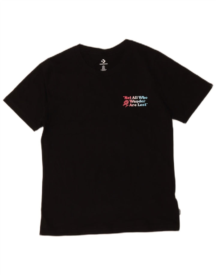 Camiseta feminina Converse com estampa gráfica UK 10 pequena algodão preto
