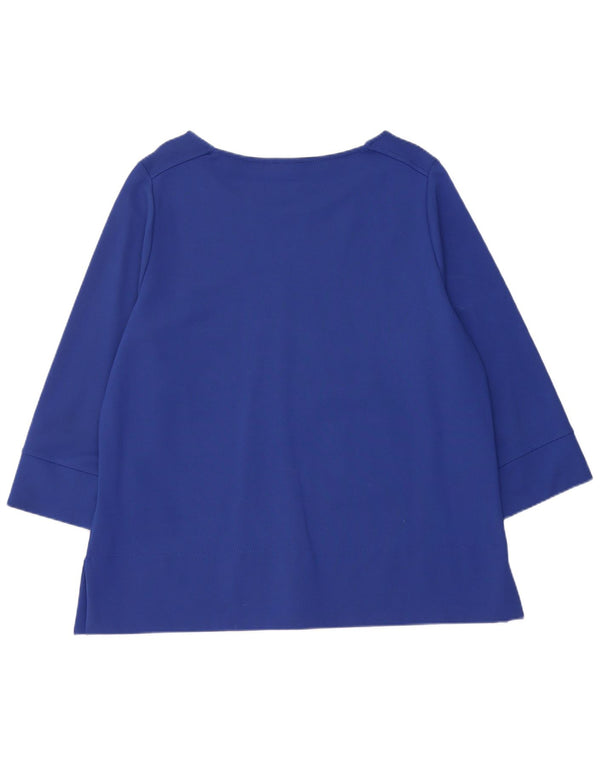 Top feminino Jaeger manga 3/4 UK 18 XL azul viscose