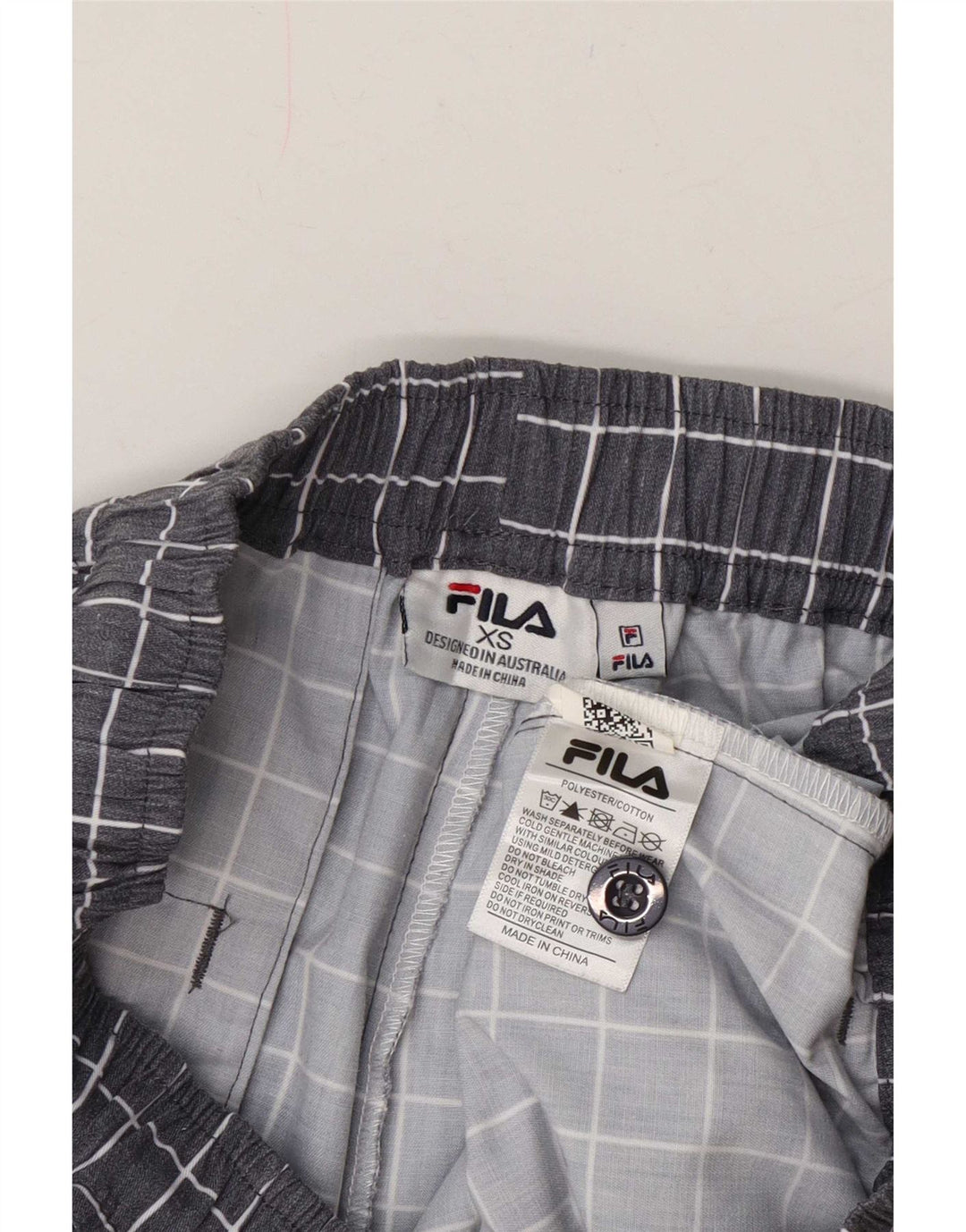 Fila Mens Sport Shorts XS Cinza Poliéster Xadrez