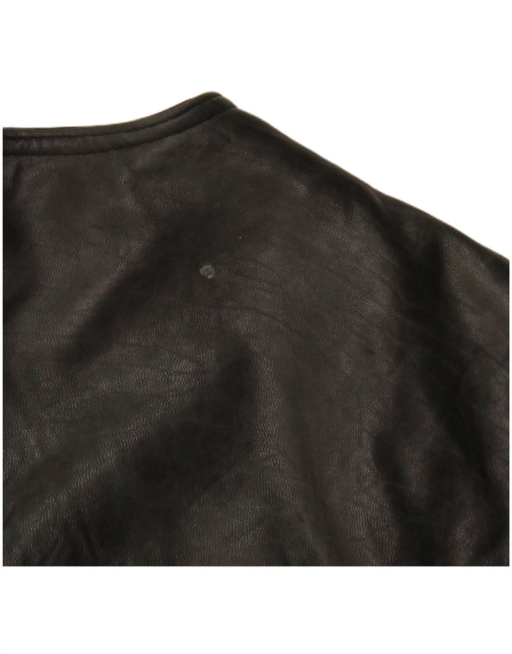 Colete de couro masculino VINTAGE IT 50 médio preto