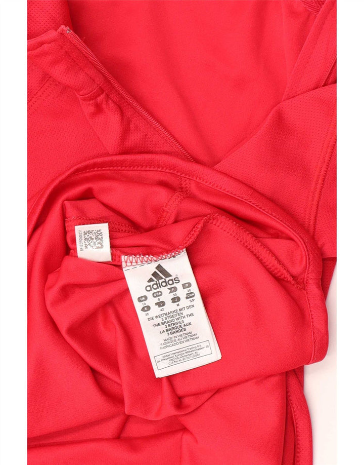 Adidas feminino zip neck pulôver treino top reino unido 10 pequeno rosa poliéster