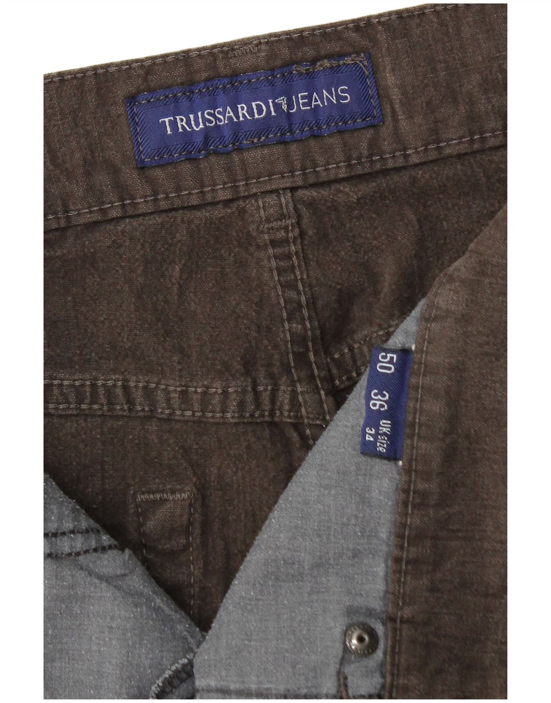 Calça masculina reta casual TRUSSARDI IT 50 grande W34 L29 marrom