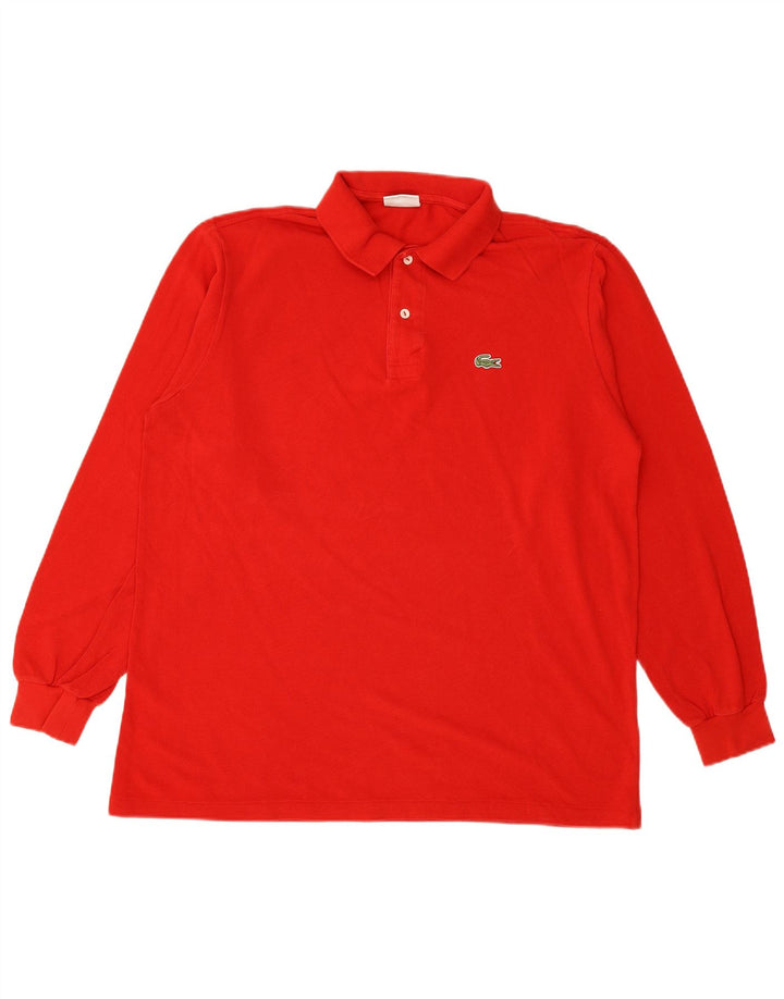 Camisa polo masculina de manga comprida LACOSTE tamanho 5 grande algodão vermelho