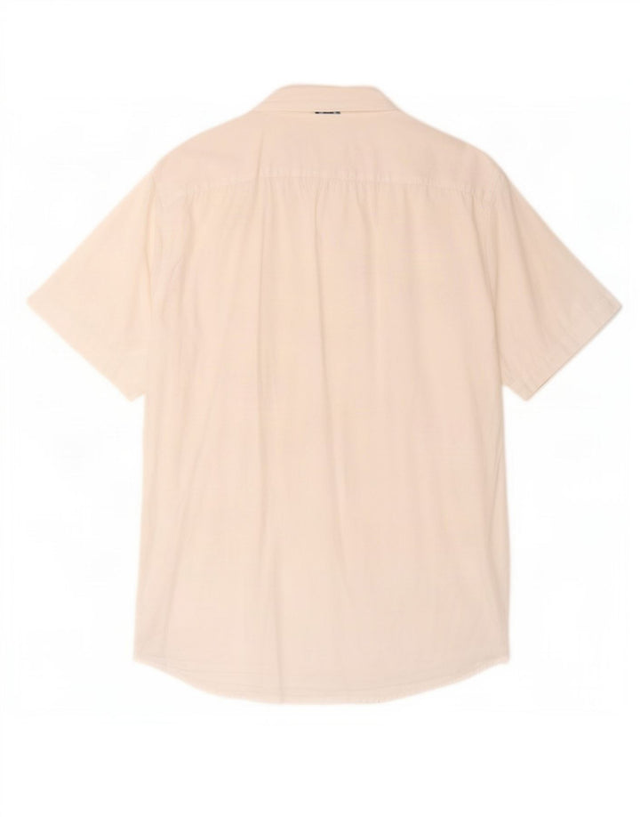Camisa masculina Tommy Hilfiger de manga curta elástica pequena de algodão branco