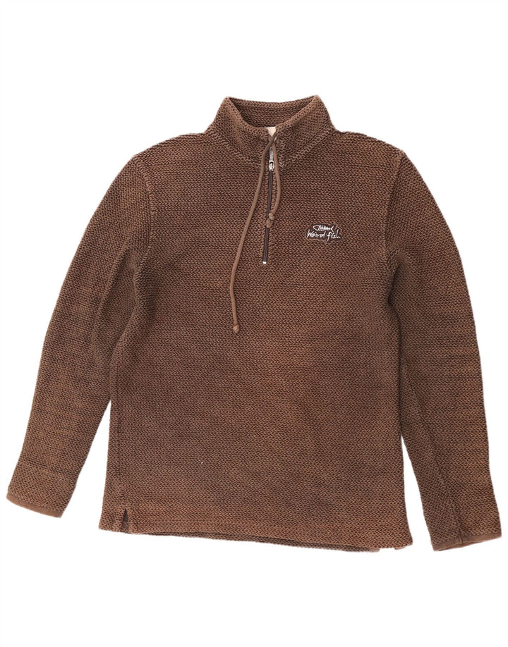 Moletom masculino Weird Fish com zíper e gola média marrom