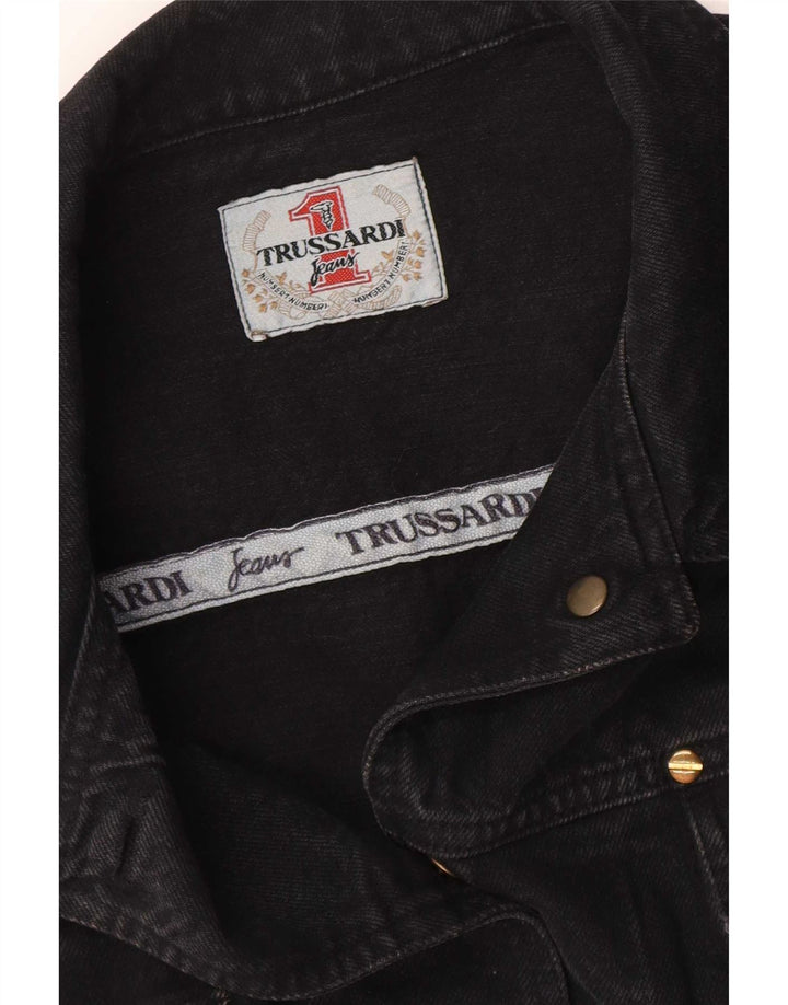 Jaqueta jeans feminina Trussardi UK 12 médio preto